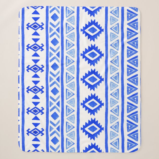 Cobertor Sherpa Aztec, um padrão geométrico. (Frente)