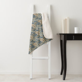 Cobertor Sherpa Azul Bege Verde Chinoiserie Toile Floral Flores