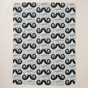 Cobertor Sherpa Azul Cinza Preto Divertido Humor Eu Bigode