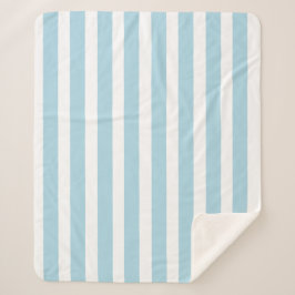 Cobertor Sherpa Azul-claro clássico e branco riscado