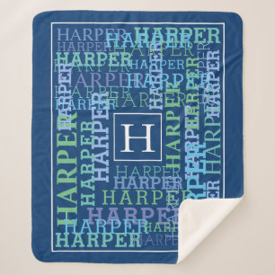 Cobertor Sherpa Azul conhecido da nuvem do monograma