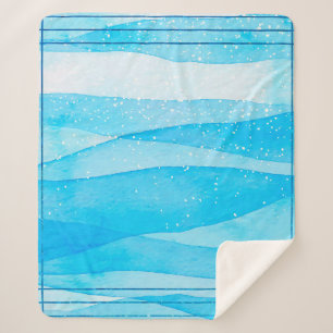Cobertor Sherpa Azul de fundo da Aquarela