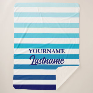 Cobertor Sherpa Azul e branco da meia-noite riscado