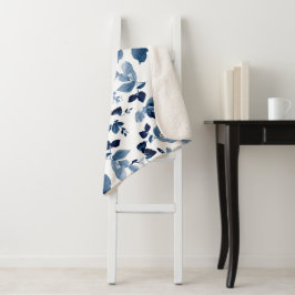 Cobertor Sherpa Azul Elegante e Floral Branca Sherpa Blanket