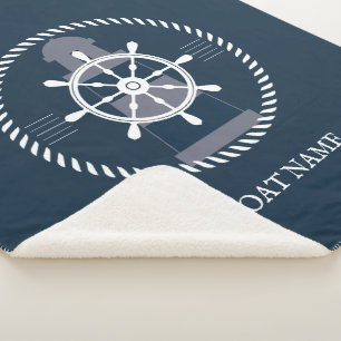 Cobertor Sherpa Azul Marinho do nome da embarcação náutica