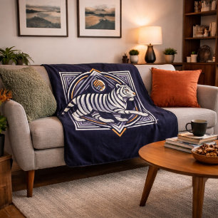 Cobertor Sherpa Azul Marinho Vintage Tiger