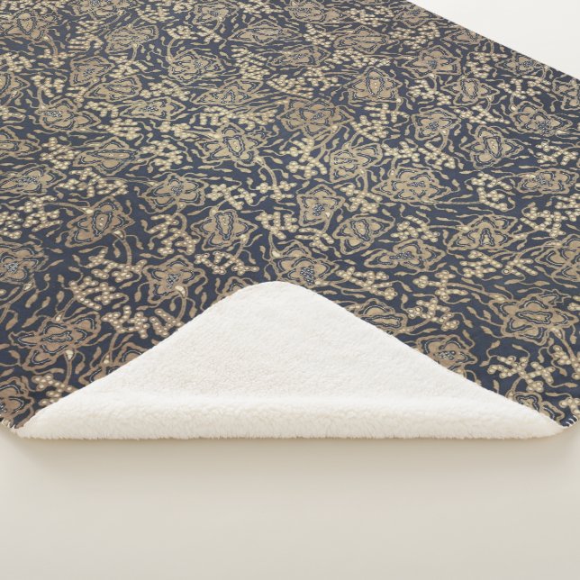 Cobertor Sherpa Azul pacífico e creme Batik Sherpa Blanket (3/4)