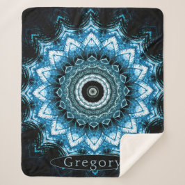 Cobertor Sherpa Azul Personalizado Hosta Mandala
