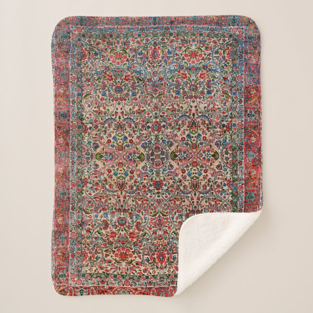Cobertor Sherpa Azul Rosa Vermelho da Pérsia do Sul  (Frente)
