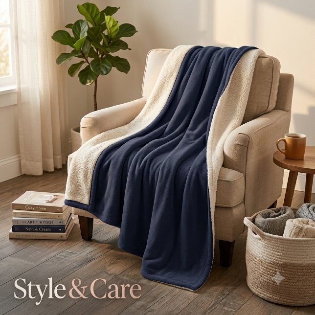 Cobertor Sherpa Azul Sólido para Conforto Supremo (Solid N Blue Sherpa Blanket for Ultimate Comfort)
