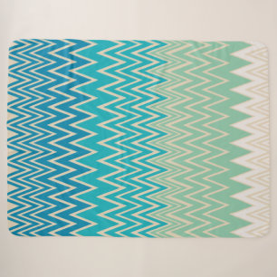Cobertor Sherpa Azul Teal, Turquesa e Zigzags Verdes