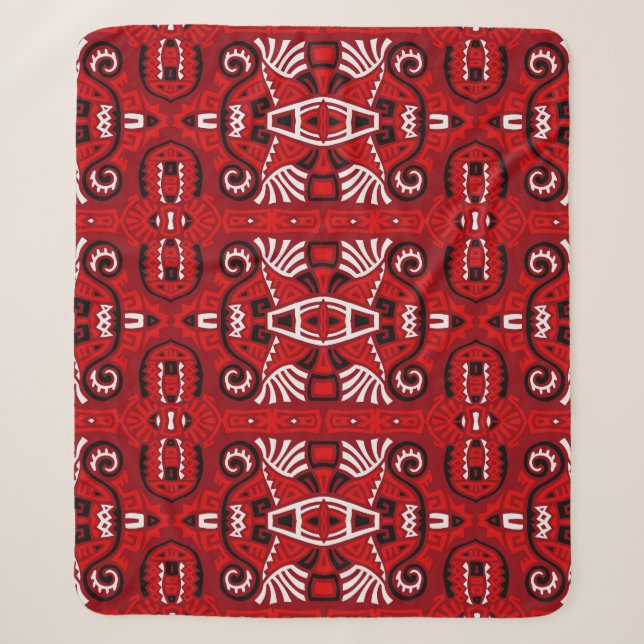 Cobertor Sherpa Azulejo Abstrato de  étnico (Frente)