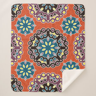 Cobertor Sherpa Azulejo árabe, padrão de retalhos vintage.