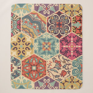 Cobertor Sherpa Azulejo de retalhos incolor com o Islã, Árabe