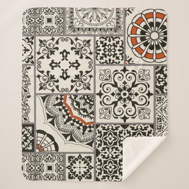 Cobertor Sherpa Azulejo sem falhas com o Islã, árabe, indiano (Frente)