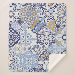 Cobertor Sherpa Azulejos azulejo o trabalho de retalhos. Patilha c