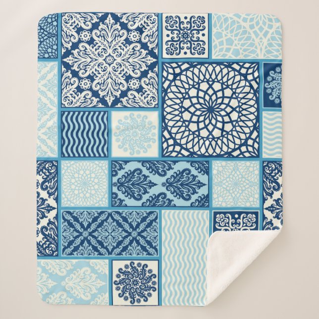 Cobertor Sherpa Azulejos de patch, plano de fundo perfeito. (Frente)
