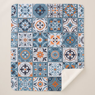 Cobertor Sherpa Azulejos marroquinos: Elegância sem costura Vintag