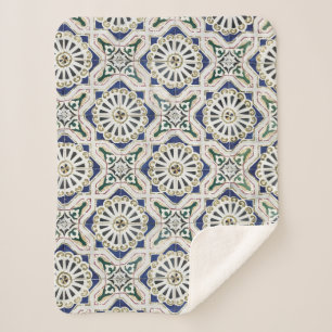 Cobertor Sherpa Azulejos Portugueses - Azulejo Colorido Geométrico