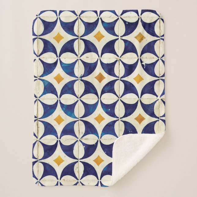 Cobertor Sherpa Azulejos Portugueses - Azulejo Pattern Design (Frente)