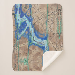 Cobertor Sherpa Azurite Stone Beige e Turquoise