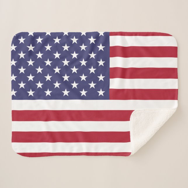 Cobertor Sherpa Baby Blanket com bandeira dos Estados Unidos (Frente (Horizontal))