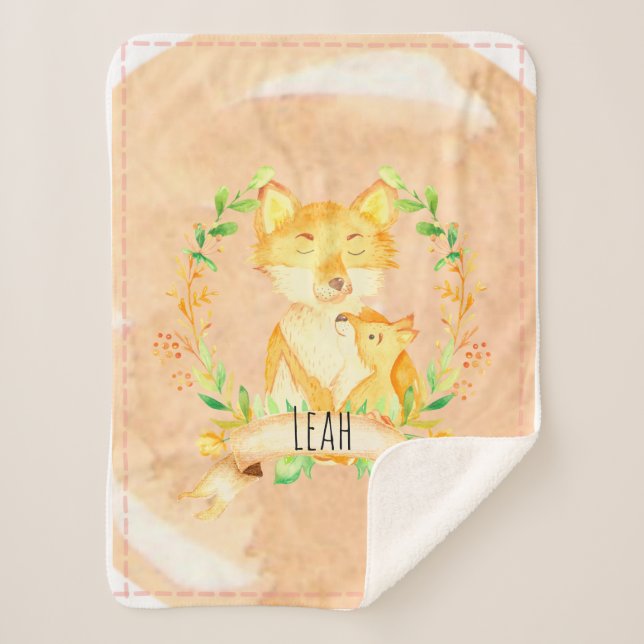 Cobertor Sherpa Baby Blanket Fox Floral Sherpa (Frente)