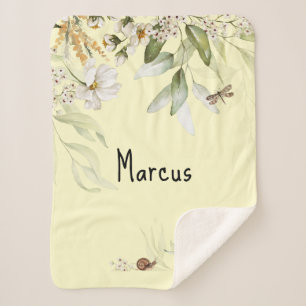 Cobertor Sherpa Baby Boy Floral Drop Pequeno Sherpa Stroller Blank