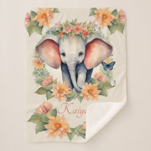 Cobertor Sherpa Baby Elephant Personalizado