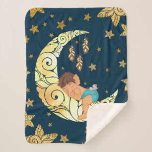 Cobertor Sherpa Baby Ganesha com lua e estrelas
