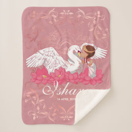 Cobertor Sherpa Baby Girl Saraswati with her White Swan