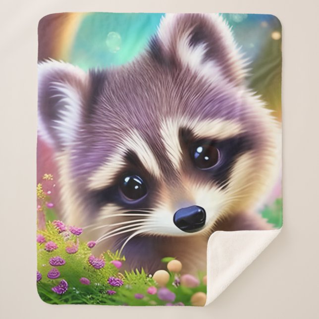 Cobertor Sherpa Baby Raccoon (Frente)