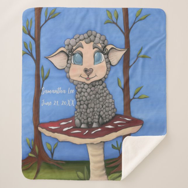 Cobertor Sherpa Baby Sheep on Toadstool (Frente)