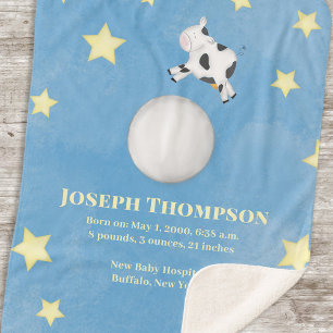 Cobertor Sherpa Baby Simple Blue Whimsical Nursery Rhyme Stars