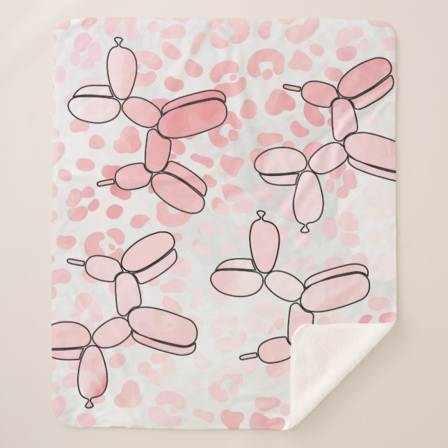 Cobertor Sherpa Balão Cachorro - padrão rosa (Frente)