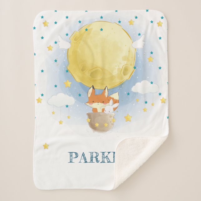 Cobertor Sherpa Balão de Ar Moon Personalizado (Frente)