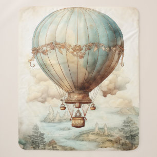 Cobertor Sherpa Balão de Ar Quente Azul Esverdeado Caprichoso Anti