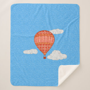Cobertor Sherpa Balão de ar quente, laranja-coral contra céu azu