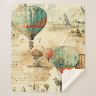 Cobertor Sherpa Balão de Vintage Ar Quente em Paisagem Serena (10)