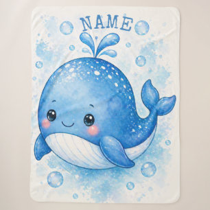 Cobertor Sherpa Baleia Azul Fofa Aquarela