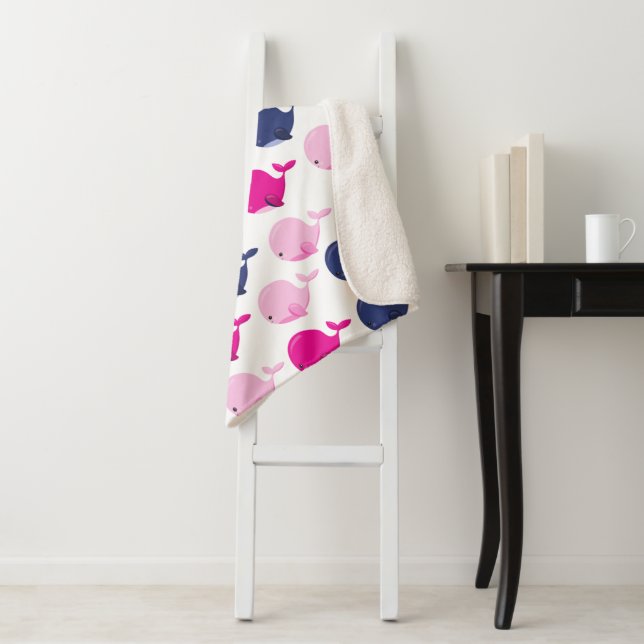 Cobertor Sherpa Baleias Cutas, Padrão De Baleias, Animais Do Mar (In Situ)