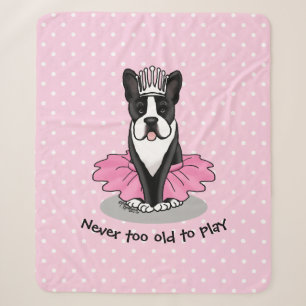 Cobertor Sherpa Ballerina Balé Princesa Boston Terrier (preto)