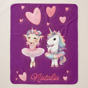 Cobertor Sherpa Ballerina Unicorn Fleece Blanket