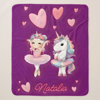 Cobertor Sherpa Ballerina Unicorn Fleece Blanket