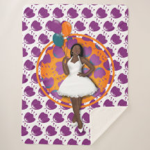 Balões Coloridos da Mulher Negra Padrão Flor Branc