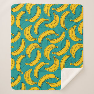 Cobertor Sherpa Banana Amarela: Vintagem de Contorno Preta