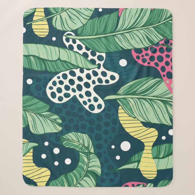 Cobertor Sherpa Banana deixa abstrato, cores da moda (Frente)