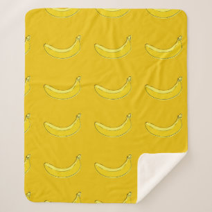Cobertor Sherpa bananas, padrão sem costura com bananas, fundo de