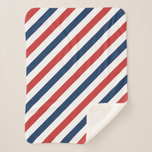 Cobertor Sherpa Bandas brancas e azuis patrióticas