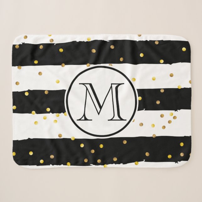 Cobertor Sherpa Bandas brancas e pretas (Frente (Horizontal))
